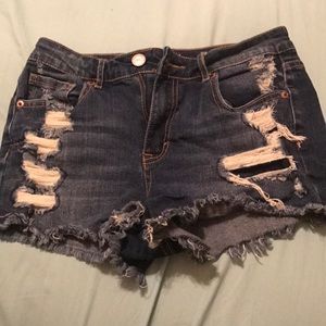 Aeropostale Ripped Dark Wash Shorts